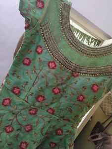 Embroidered Mint Green Indian Top