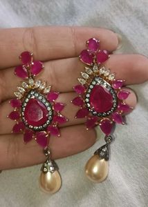 Ruby & Pearl Statement Earrings