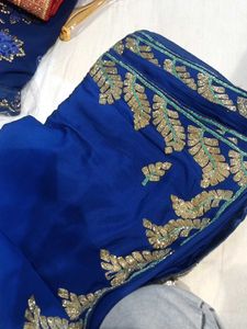 Royal Blue Embroidered Saree