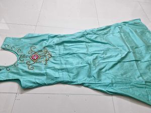 Elegant Blue Dress with Pink Dupatta