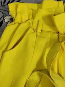 Yellow Paperbag Waist Pants