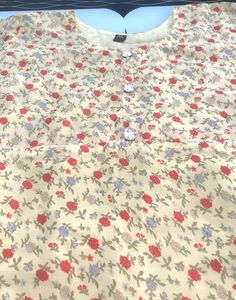 Floral Kurthi Cream Colour
