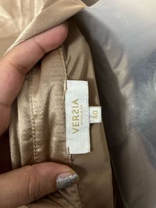 Versia Branded Silk Golden Shirt Dress