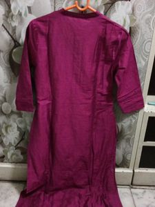 Magenta Kurti with Gold Detail