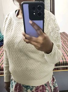 White Woolen Sweater Top
