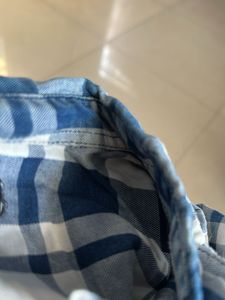 Blue and White Plaid Flannel Shirt