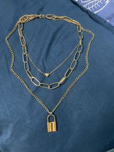 Multilayer Key Heart Locket Chain For Women