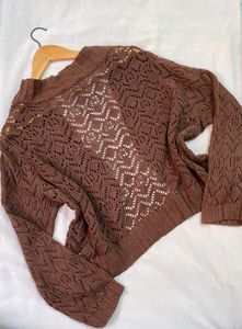 Pinterest Brown Open Cardigan B