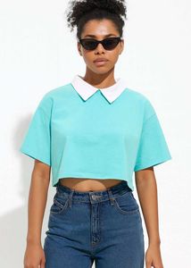 Blue Boxy Crop Top