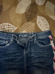 Denim Embroidered Mini Skirt