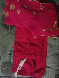 Rani Pink Saree Stitched Blouse With Petticoat