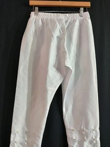 Women White Beads Studded Pant