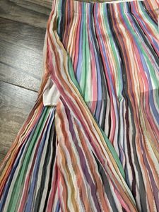Multicolour Pleated Slit Skirt - Zara