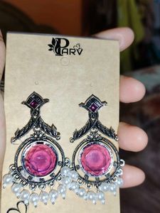 Parv Purple Stone &amp; Pearl Drop Earrings