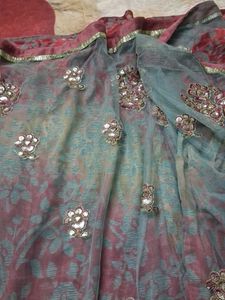 Beautiful Georgette With Net Embroidery Saree