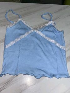 Cute Blue Lace Tank Top