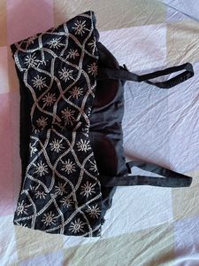 Embroidered Black Saree Blouse