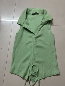 Green Ribbed Top
