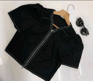 Chic Black Puff Sleeve Top
