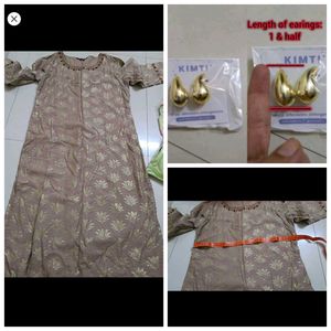 Women M Ethnic Kurta with Earrings