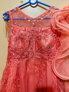 Party Wear Gown- Peach Colour