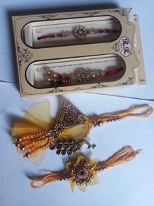 Handmade Rakhi for Brother and Bhabhi Combo Set