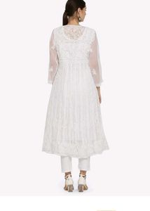 White Hand Embroidered Chikankari Anarkali Kurta
