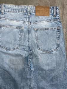 H&amp;M High-Waist Wide-Leg Light Blue Denim Jeans