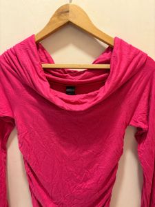 Pink Cowl Neck Top