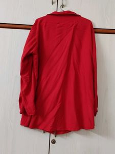 Red Button-Down Long Sleeve Shirt