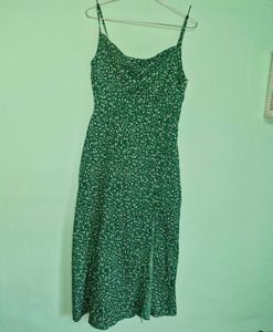 Floral Midi Slip Dress With Cowl Neck