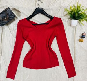 Red Long Sleeve Top