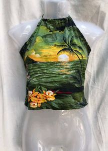 372610. Tropical Halter Crop Top