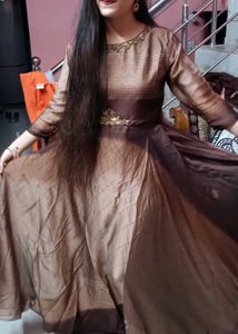 Full Flare Brown Kurta