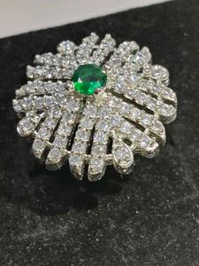 Vintage Emerald &amp; Rhinestone Brooch