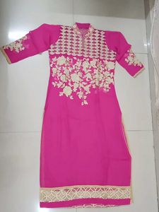 Pink Floral Embroidered Kurti