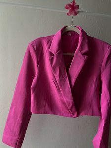 Fuschia PINK Single Breasted Cropped Blazer