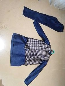 Blue Solid kurta Pyjama