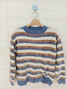Striped Knit Pullover Sweater
