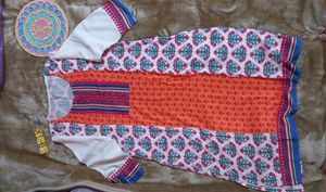 Multi Color Kurta With Embroidery On Sleeves