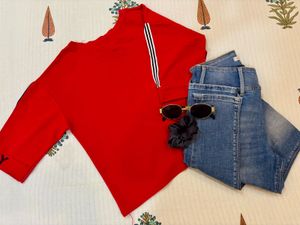 Red Graphic Tee &amp; Denim Bundle