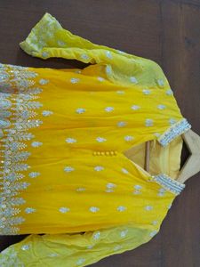 Yellow Embroidered Kurta and sharara with dupatta