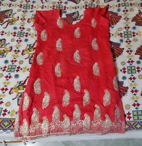 Red Embroidered Kurta Set