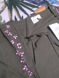 Olive Embroidered Crop Top