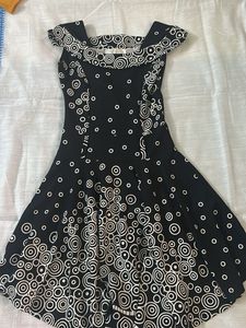 Vintage Circle Print Fit & Flare Dress