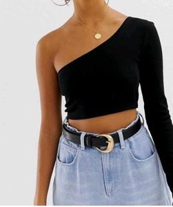 URBANIC Asymmetric Black Crop Top