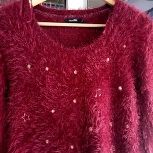 Fuzzy Maroon Sweater