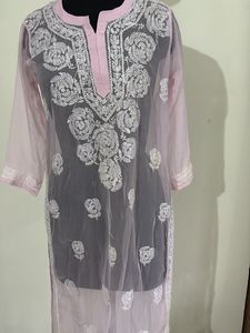 Elegant Pink Chikankari Kurta