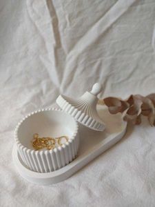 White Trinket Dish with Lid
