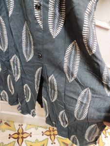 Grey Gold Foil Printed Kurti
